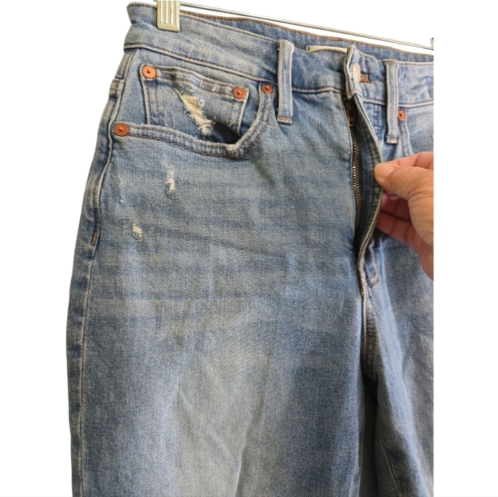 Madewell The Curvy Perfect Vintage Jeans 25 Denman Wash Distress Ripped Edition - Picture 3 of 9